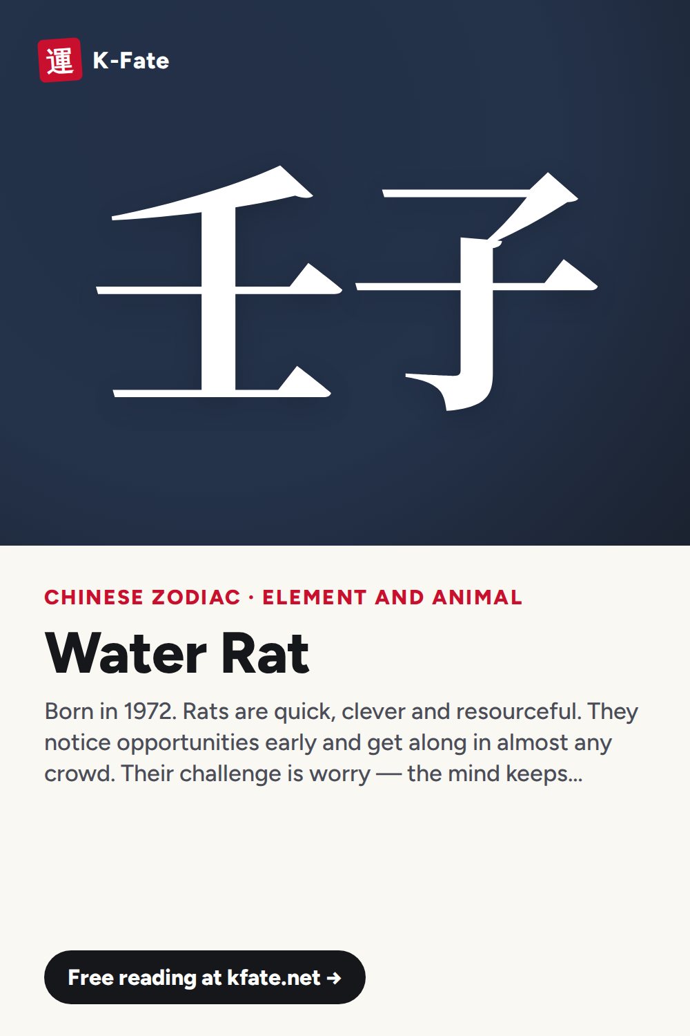 Water Rat Chinese zodiac: personality and birth years